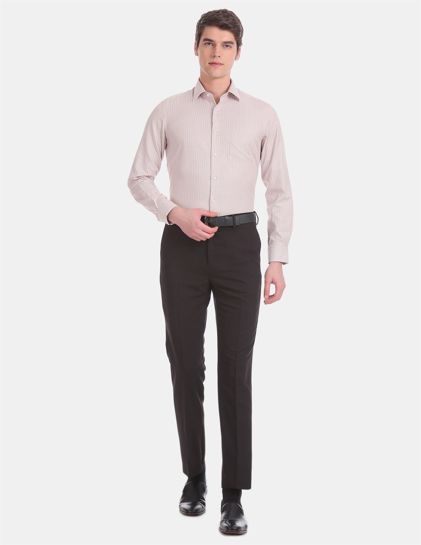 Arrow Men Formal Wear Beige Shirt